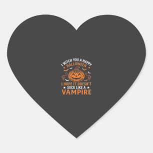 Gelukkig Halloween Vampier Pompoen Heksenhoed Vlee Hart Sticker