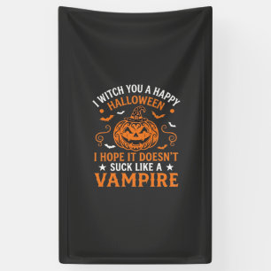 Gelukkig Halloween Vampier Pompoen Heksenhoed Vlee Spandoek