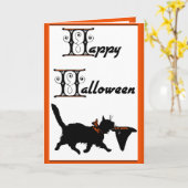 Gelukkig Halloween van Één Koele Kat aan een Kaart (Gele Bloem)