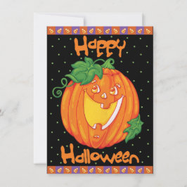Gelukkig Halloween Verjaardagsfeest Lachende Pompo Kaart