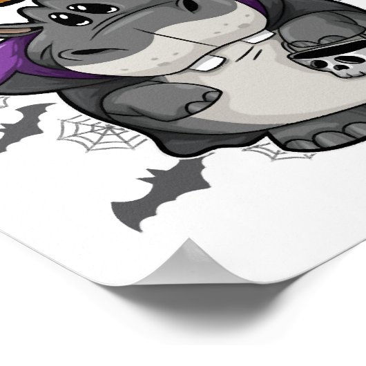 Gelukkig Halloween Vermomd Hippopotamus Poster (Hoek)
