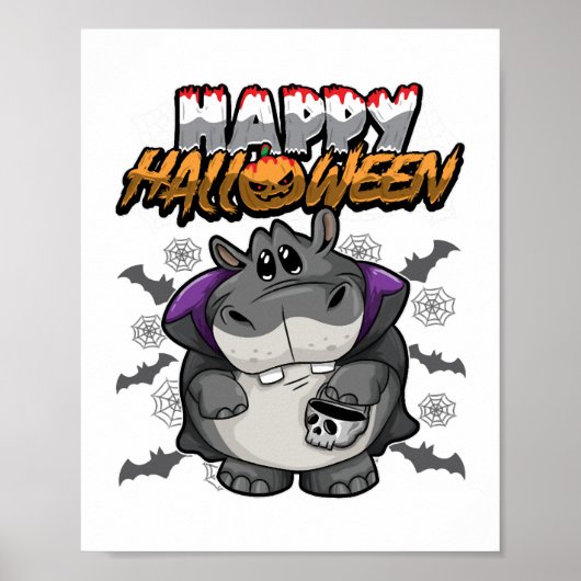 Gelukkig Halloween Vermomd Hippopotamus Poster (Voorkant)