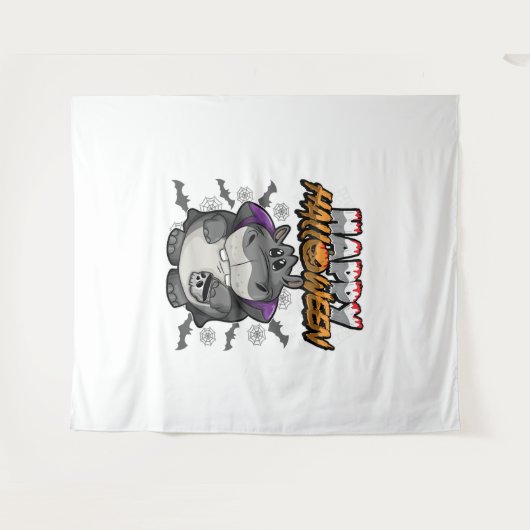 Gelukkig Halloween Vermomd Hippopotamus Wandkleed (Voorkant (horizontaal))