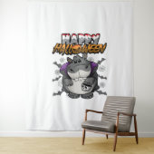 Gelukkig Halloween Vermomd Hippopotamus Wandkleed (In situ)