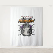 Gelukkig Halloween Vermomd Hippopotamus Wandkleed (Voorkant)