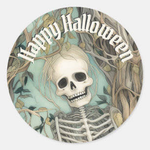 Gelukkig Halloween Vintage Schedel Ronde Sticker
