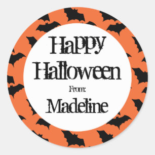 Gelukkig Halloween vleermuispatroon Kinder geperso Ronde Sticker