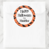 Gelukkig Halloween vleermuispatroon Kinder geperso Ronde Sticker (Tas)
