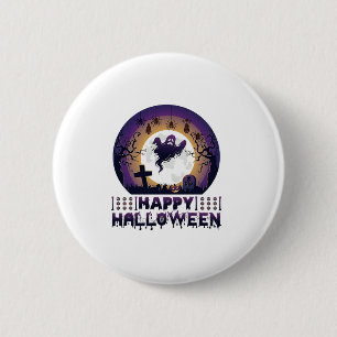 Gelukkig Halloween Vleermuizen Spinnen_1 Ronde Button 5,7 Cm