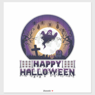 Gelukkig Halloween Vleermuizen Spinnen_1 Sticker
