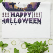 Gelukkig Halloween Vleermuizen Spinnen_1 Theedoek (Gevouwen)