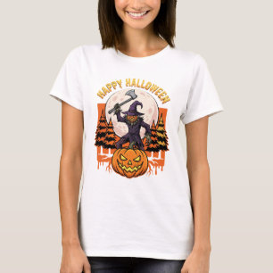Gelukkig Halloween Vogelverschrikker Jack O Lanter T-shirt