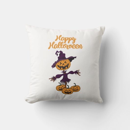Gelukkig Halloween Vogelverschrikker Kussen (Voorkant)