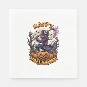 Gelukkig Halloween Vogelverschrikker Reaper Vlamme Servet