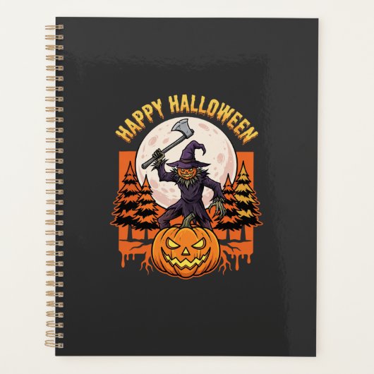 Gelukkig Halloween Vogeverschrikker Jack O Lantern Planner (Voorkant)