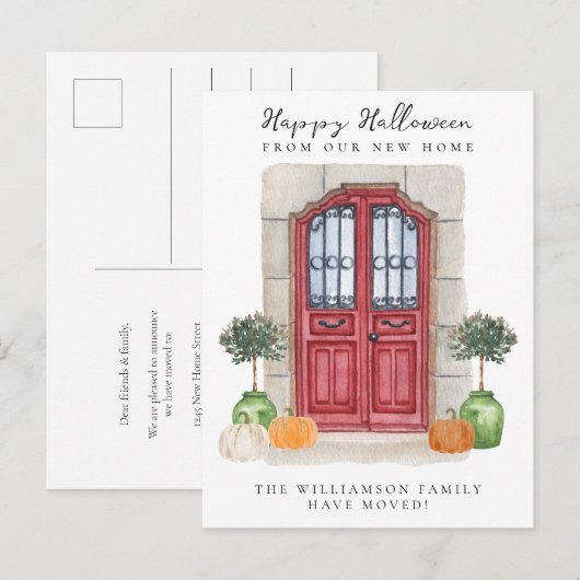 Gelukkig Halloween We hebben Verhuisd Aankondigingskaart (Voorkant / Achterkant)