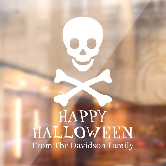 Gelukkig Halloween witte schedel skelet gepersonal Raamsticker (Vel 2)