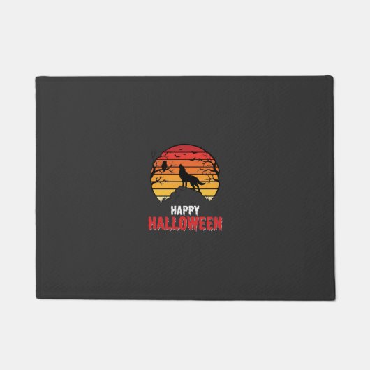 Gelukkig Halloween Wolf Zonsondergang Vector Deurmat (Voorkant)