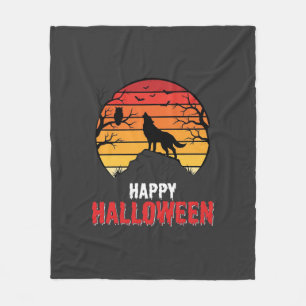 Gelukkig Halloween Wolf Zonsondergang Vector Fleece Deken