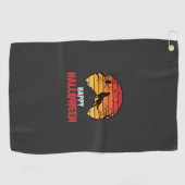 Gelukkig Halloween Wolf Zonsondergang Vector Golfhanddoek (Horizontaal)