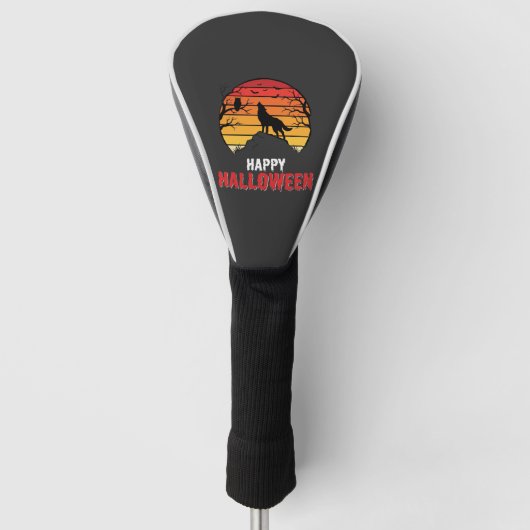 Gelukkig Halloween Wolf Zonsondergang Vector Golfheadcover (Voorkant)