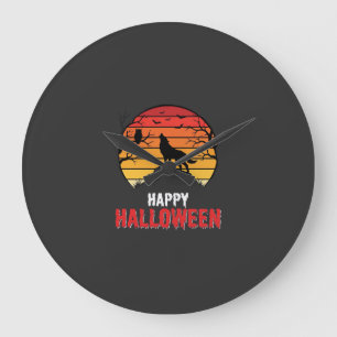 Gelukkig Halloween Wolf Zonsondergang Vector Grote Klok