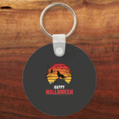 Gelukkig Halloween Wolf Zonsondergang Vector Sleutelhanger (Voorkant)