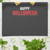 Gelukkig Halloween Wolf Zonsondergang Vector Theedoek (Gevouwen)