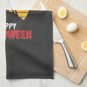 Gelukkig Halloween Wolf Zonsondergang Vector Theedoek (Quarter Fold)
