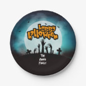 Gelukkig Halloween Zombie Kerkhof Feest Papieren Bordje (Voorkant)