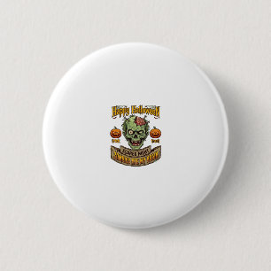 Gelukkig Halloween Zombies Aten Hersen Zombie Hoof Ronde Button 5,7 Cm