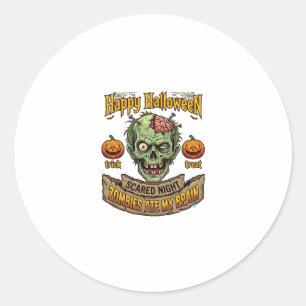 Gelukkig Halloween Zombies Aten Hersen Zombie Hoof Ronde Sticker