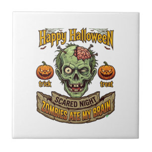 Gelukkig Halloween Zombies Aten Hersen Zombie Hoof Tegeltje