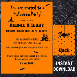 Gelukkig Halloween Zwart & Oranje Halloween Feest Kaart