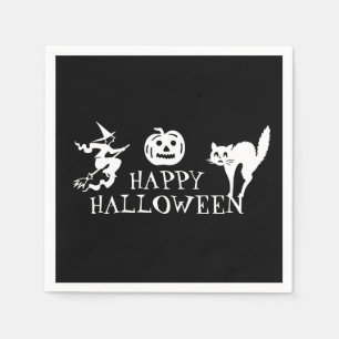 Gelukkig Halloween zwart wit griezelig papier Servet