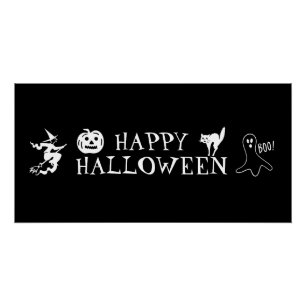 Gelukkig Halloween zwart wit griezelig Perfect Poster