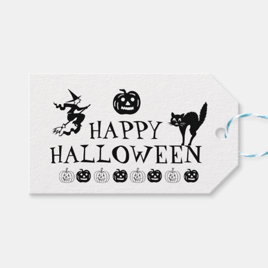 Gelukkig Halloween zwart wit griezelige favorieten Cadeaulabel (Voorkant (Horizontaal))