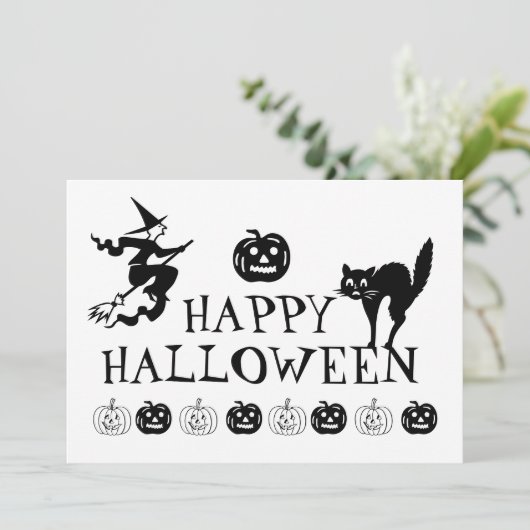 Gelukkig Halloween zwart wit griezelige Kerstkaart (Staand voorkant)