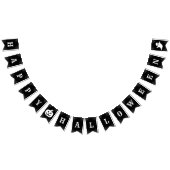 Gelukkig Halloween zwart-wit spinnenwebpatroon Vlaggetjes (Alle)