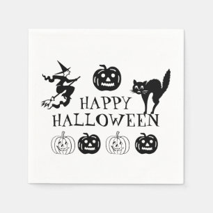 Gelukkig Halloween zwart wit spooky papier Servet