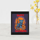 Gelukkig Halloween Zwarte Kat Kaart (Gele Bloem)