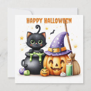 Gelukkig Halloween Zwarte Kat Kaart