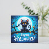 Gelukkig Halloween Zwarte Kat Kaart (Staand voorkant)