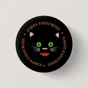 Gelukkig Halloween Zwarte Kat Knop Ronde Button 3,2 Cm