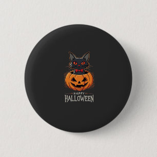 Gelukkig Halloween Zwarte Kat Pompoen Ontwerp_1 Ronde Button 5,7 Cm
