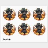 Gelukkig Halloween Zwarte Kat Pompoenen Ronde Sticker (Vel)