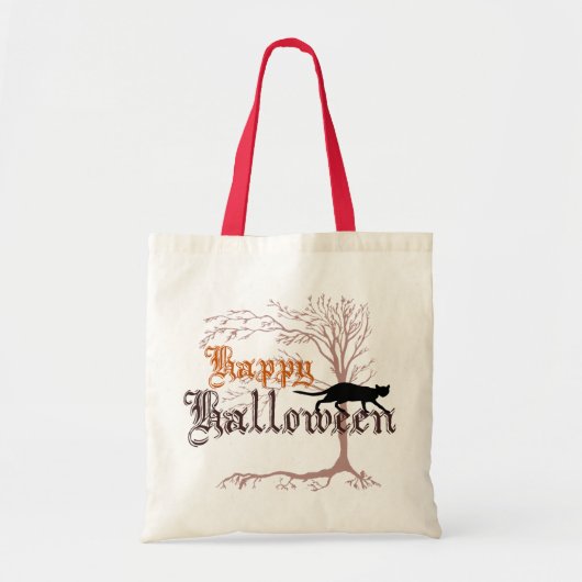 Gelukkig Halloween Zwarte Kat Tote Bag (Voorkant)