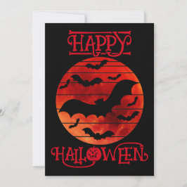 Gelukkig Halloween Zwarte Vleermuizen Maan Sinaasa Kaart