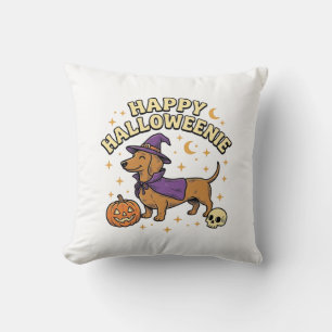 Gelukkig Halloweenie Dachshund Heks Hond T-Shirt_1 Kussen