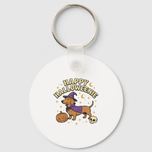 Gelukkig Halloweenie Dachshund Heks Hond T-Shirt_1 Sleutelhanger